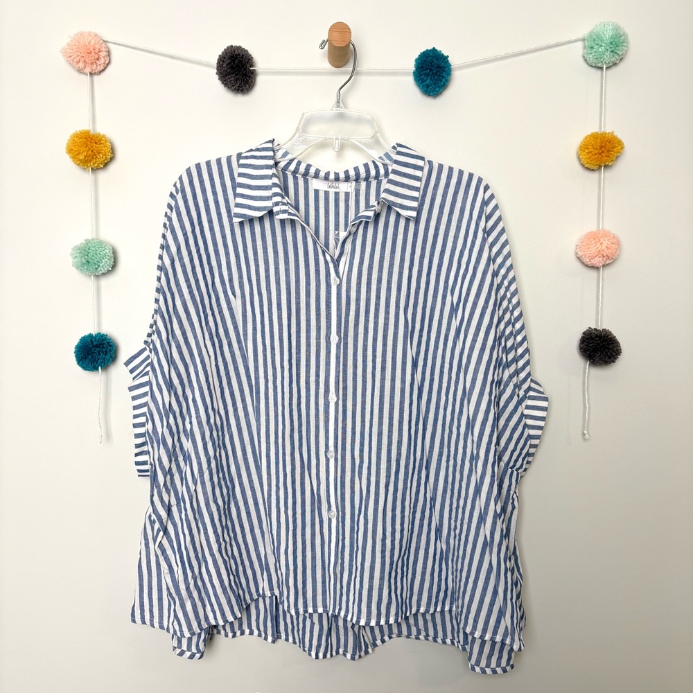 NWT Talulah Blue and White Striped Oversized Flowy Blouse
